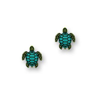 Sienna Sky Earrings Sea Turtle in Green and Blue on Posts