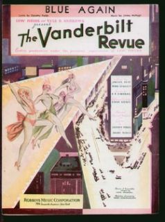 Vanderbilt Cup 1930 Blue Again Broadway Flop Vintage Sheet Music