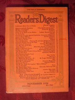 Readers Digest November 1938 Dorothy Thompson Cigarette
