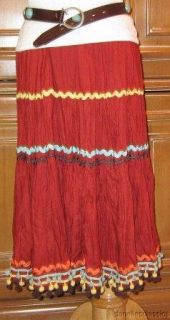 NWT DOUBLE D RANCHWEAR Dark Coral Tiered Skirt S