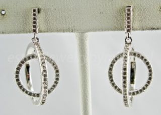  sterling silver 60ctw white sapphire double hoop dangle earrings 4 1g