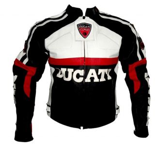 Mens High Quality Leather Ducati Motorcycle Jacket Custom Made Size L
