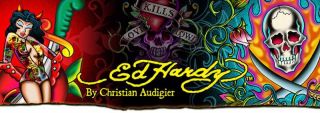 Ed Hardy by Christian Audigier   XL   BROWN rust CAT knife new