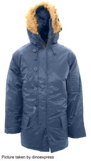 New Mens Rothco Snorkel Parka Insulated Jacket Blue Fur