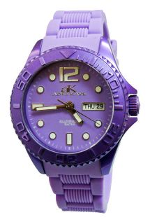 THIS IS A BRAND NEW AUTHENTIC ADEE KAYE LADIES DIVER PURPLE DIAL DATE