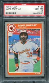 you are bidding on a 1985 fleer 184 eddie murray orioles psa 10 click