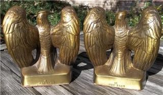  PM Craftsman Bald Eagle Brass Bronze Bookends Eaton Park Florida 1776