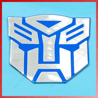 Motorcycle Auto Aluminum Sticker Transformers Face Blue
