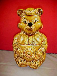 Vintage Cookie Jar Mama Teddy Bear with Crown Japan NOW EVEN LOWER