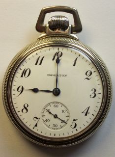 Hamilton 974 16s Antique Pocket Watch w/Stand Serviced  
