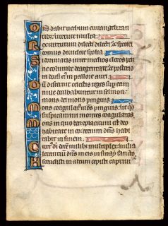 13th Century Illuminated Medieval Psalter Leaf Flemish Vellum