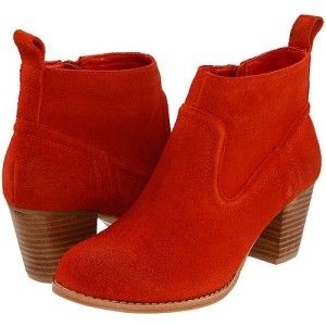 New DV Dolce Vita Orange Red Leather Suede Jamison Ankle Booties Boots