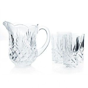 Shannon Crystal Drinkware Set 5 PC 46 oz Pitcher with 4 Highball