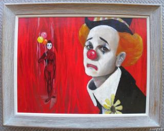 RARE Edward Kitson Modernist Clown Young Woman Oil Painting 