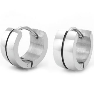 New 316L Stainless Steel Hoop Earrings for Men Jewelry Silver Black