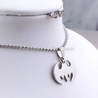  Batman Symbol Stainless Steel Necklace + Ear Stud Jewelry Set Punk