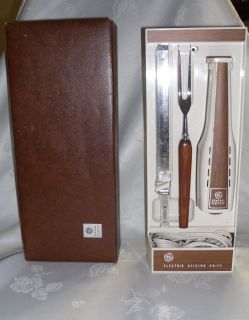 Vintage General Electric Carving Knife Deluxe Set Hangable and Storage