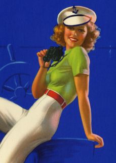 Vintage B B Earl Moran 1940s Sailor Girl Pin Up Streamlined Blonde