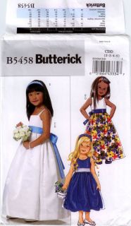 Butterick Girls Dressy Formal Pretty Dress Pattern Sz 2 5 New B5458