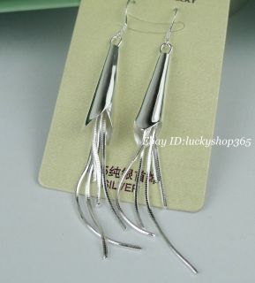 Elegant white gold plated Sterling Silver Dangle Drop Earring
