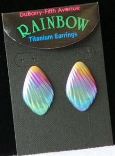 New Rainbow Titanium Earrings Pierced Hypo Allergenic