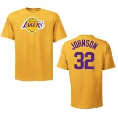 Los Angeles Lakers Earvin Magic Johnson Gold Name and Number Jersey