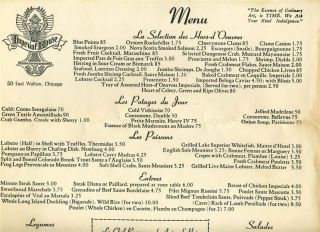 Imperial House Dinner Menu East Walton Chicago Illinois 1952
