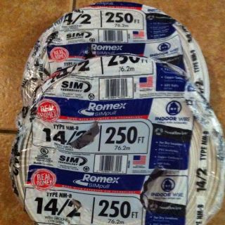 14 2 Romex Electrical Wire Two Rolls of 250ft Each Total 500ft 14 2