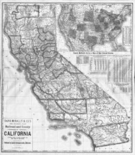 1883 CA Map El Cajon Monte East Los Angeles Elk Grove California