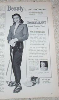 1951 Sweetheart Soap Model Elaine Stewart Snow Ski Ad