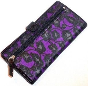 Coach 48087 Purple Leopard Ocelot Daisy Multi Card Case Wallet Same