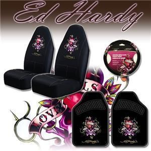 Ed Hardy Love Car Mats Seat Covers Steering Wheel Cover