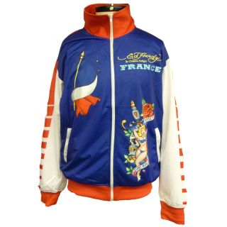 Ed Hardy White Mens Country Track Jacket with Stones