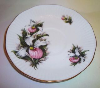 Canadian Flowers Lady Slipper Elizabethan Tea Cup and Saucer Set