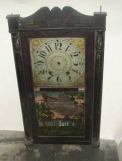 Large Antique Eli Terry Weight Driven Mantle Clock
