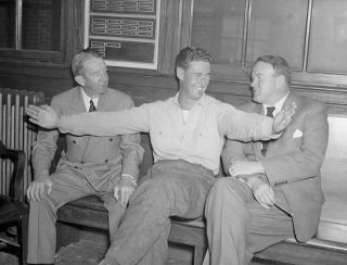  Williams Tell A Fish Story to Eddie Collins and Joe Cronin 8x10