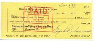 Elijah Muhammad 1971 Signed Check Muhammed Poor Fund Founder Nation of
