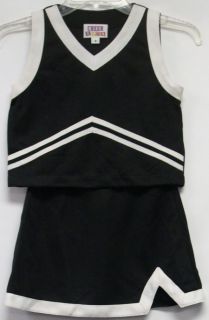 Cheer Kids Motionwear Cheerleading Outfit Black V Neck Notch Skirt New