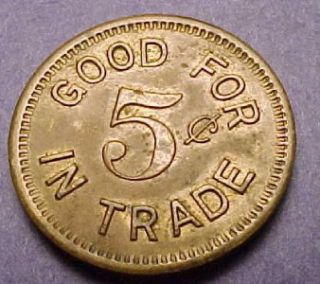 Eau Claire Wi Trade Token Grand Ave Tavern GF 5 Cents Nice Cond PA281