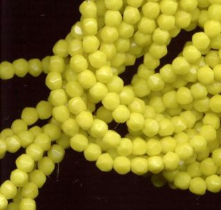 VINTAGE Lemon Yellow ENGLISH CUTS Rough Cut Spacer Beads 4mm lot