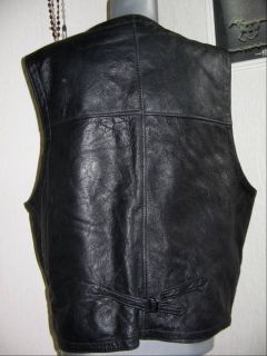 Black Leather Shearling Sheepskin Real Fur Vest Size XL