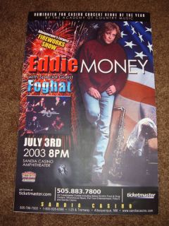 Eddie Money Promo Concert Gig Tour Poster 2003 Foghat