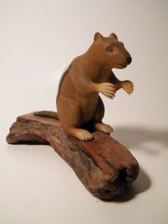 Ray Turek Eagle Lake Wood Carver Squirrel Art Sculpture