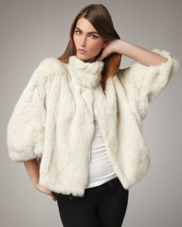 Elizabeth and James Toki White Rabbit Fur Coat Jacket BNWT