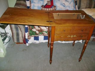 1968  Roebuck Sewing Machine Wood Table Drawer Help Fight Breast