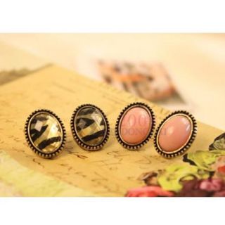  Hot Retro Bronze Crystal Leopard Oval Shaped Earring Pin Nail