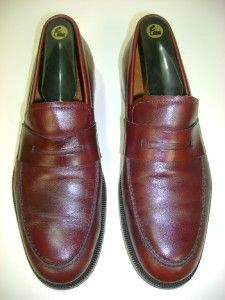 Eduardo G Mens Burgundy Leather Penny Loafers Shoes Sz 8M Light Worn