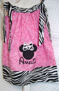 Minnie Zebra Pillowcase Applique Dress Personalized