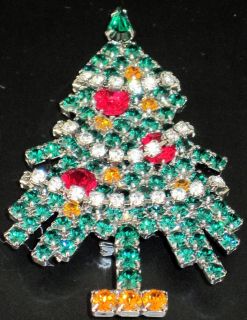 Eisenberg Ice Dangling Rhinestone Garland Vintage Christmas Tree Pin