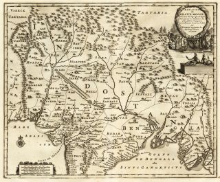 RARE Antique Map Mogol Mughal Empire Kingdom Pieter Van Der AA 1725